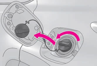 Lexus NX. Opening the fuel tank cap